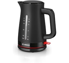 Bosch MyMoment Infuse TWK3M123GB Electric Kettle with 1.7 L Capacity and Fast Boil, Dual Sided Water Gauge, Limescale Filter, Cord Storage in Black