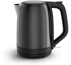 Tefal Subito Electric Kettle, 1.7L, Fast Boiling, Cordless Kettle, Water Level Window, 2,400W, Brushed Steel Finish, Removable Anti-Scale Filter, Stainless Steel Pour Spout, KO5S08G0, Black