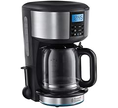 Russell Hobbs Buckingham Filter Coffee Machine, 1.25L Carafe/10 Cups, 1-4 Cup Brewing Option, Fast Brew, 24hr Timer, 40min Keep Warm, Pause & Pour, Washable Filter, Auto Clean, 1000W, 20680