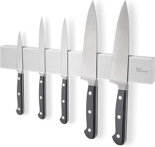 Joeji's Kitchen Strong Magnetic Knife Bar Holder Rack 40cm - Stainless Steel - Easy Installation 3M Adhesive or Screws - Perfect for Kitchen or Garage Utensils Tools