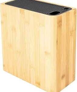 Rockingham Forge Universal Knife Block, Extra Large Storage Block with 28 Slots, Bamboo KB-6824WB