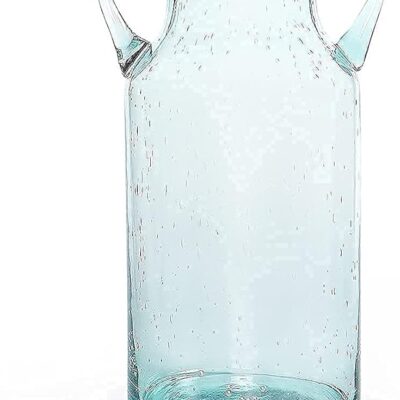 MDLUU Decorative Glass Vase 11" Tall, Bubble Air Flower Vase with Handles, Handblown Jug Vase for Dining Room, Bedroom, Bathroom, Mantel