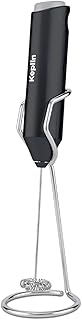 Keplin Handheld Milk Frother with Stand - Stainless Steel Electric Whisk - Portable Battery-Operated Coffee Frother for Lattes, Matcha, Protein Shakes - Ergonomic, Compact, Easy to Clean