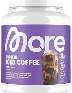 More Protein Iced Coffee, Coffee Lover, 500 g, 1.1 lbs, 20 Servings, Protein Powder with Instant Coffee, Low in Sugar and Fat -- Made in Germany