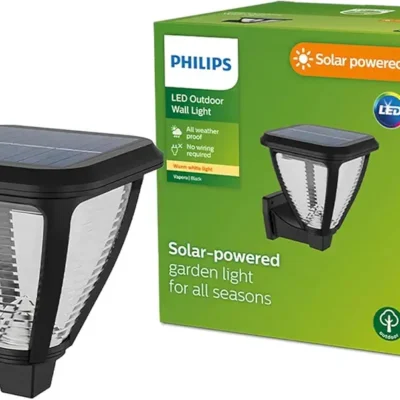 Philips Lighting Vapora Outdoor Solar, Path Light, 1.5W, 2700K, Black, IP44 Weatherproof