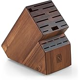 Cook N Home Acacia Wood Knife Storage Block, 20 Slot Universal Knife Holder, Countertop Butcher Block, Easy Kitchen Storage
