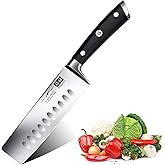 SHAN ZU Japanese Nakiri Knife 6.5 Inch - Ultra Sharp German Stainless Steel Vegetable Chopper Chef Knives - Ergonomic Handle, Professional Kitchen Knife, Gift Box Included