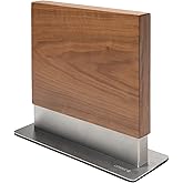 Coninx Magnetic Knife Holder with Display Stand - Double Sided Strong Magnetic Knife Block for Kitchen Counter top - Universal Empty Storage Organizer Block (Walnut Wood)