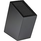 Rockingham Forge Sloping Matt Black Universal Knife Block, 20 Slots for Knives up to 20cm Blade Length, 27cm
