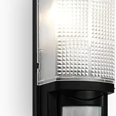 National Lighting Motion Outdoor Lights Mains Powered - PIR Lights Outdoor - Bulkhead Wall Lights with Motion Sensor - IP44 Rated Security Lights - Black Finish - E27 LED Compatible [Energy Class A]