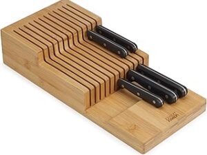 Joseph Joseph Drawerstore Knife Organiser, Holds Up to 12+ Knives, Kitchen Organisation & Drawer Storage, Bamboo