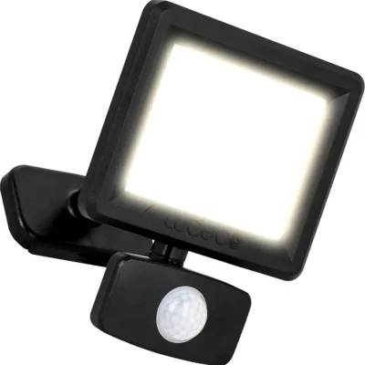 Luceco Outdoor Security LED Floodlight with PIR Motion Sensor for Driveways, Walkways and Gardens, Fit & Tilt Multi-Positioning, Exterior Lighting, Essence, Black, IP65, 10W, 1050lm, 4000K, EFLD10B40P [Energy Class F]