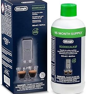 De'Longhi EcoDecalk Descaler DLSC500, 5 Decalcification Doses, Coffee Machine Descaler, Coffee Machine Maintenance Accessory, Plant-Based Ingredients, Bottle with 5 Doses, 500ml