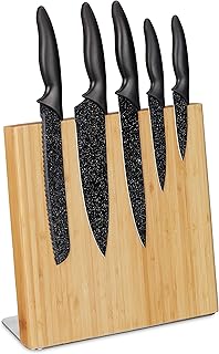 Relaxdays Magnetic Knife Block, Bamboo Knives Holder, Universal Cutlery Board, Kitchen, Empty, 27.5x28x12 cm, Natural