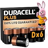 Duracell Plus D Batteries (6 Pack) - Alkaline 1.5V - 100% Life Guaranteed - Reliability For Everyday Devices - 0% Plastic Packaging - 10-Year Storage - LR20 MN1300